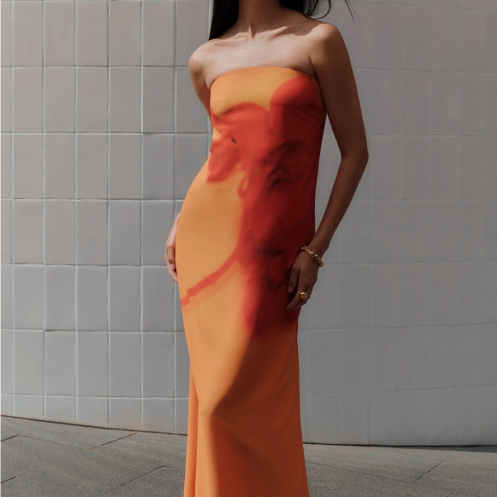 Meshki Amaya Strapless Chiffon Maxi Dress